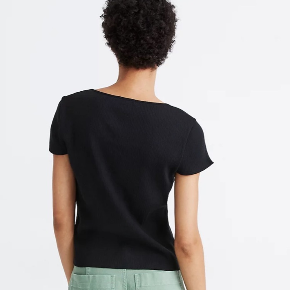 Madewell Ribbed Bow-Front Tee - Picture 4 of 5